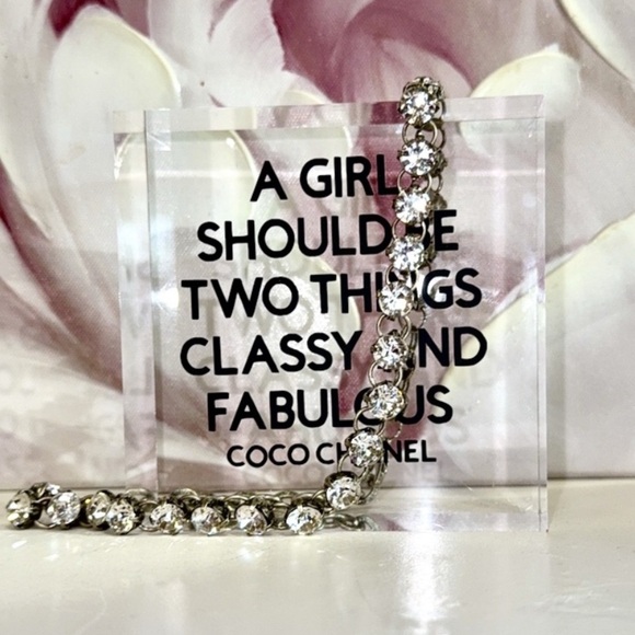 Swarovski Crystal Necklace & Acrylic Clear Block.